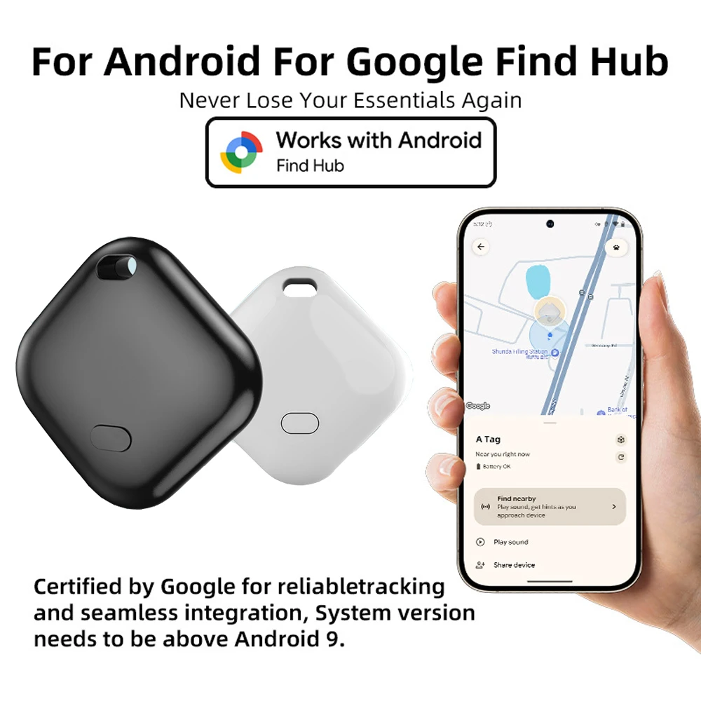 Traceur intelligent Bluetooth Google CD avec GPS pour appareils Android Google, application Find Hub, Air Tag, localisateur de clés, traceur pour animaux de compagnie/sacs