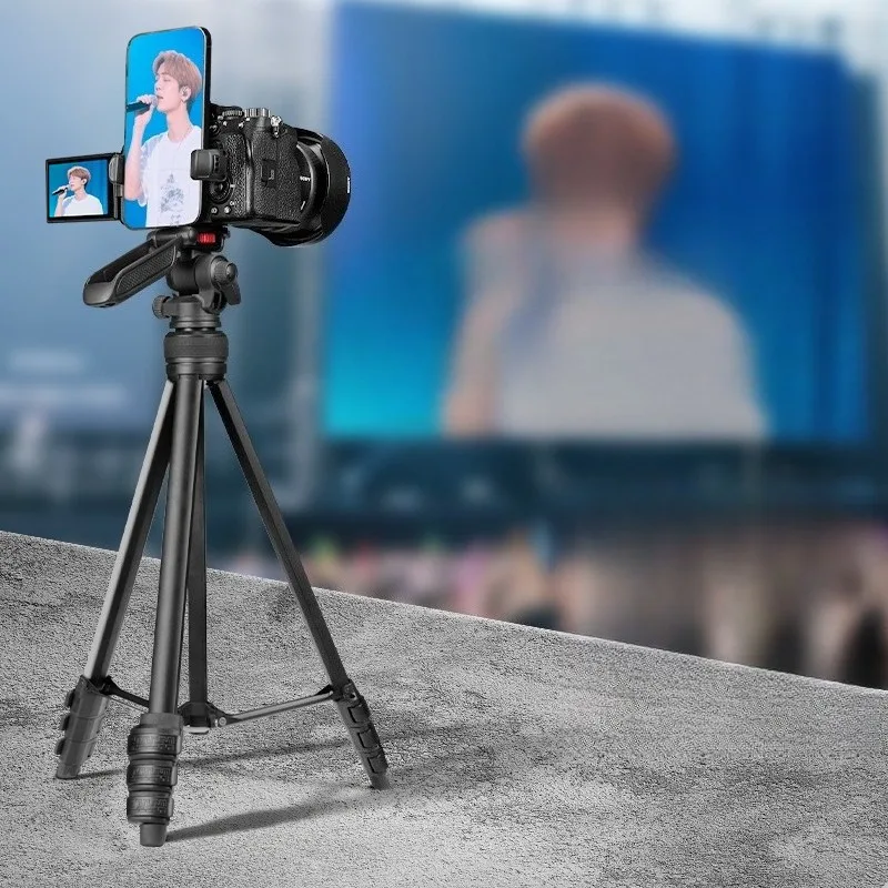 

Штатив Miele для концертов, съемки на природе, прямых трансляций, видеосъемки, селфи, с отсоединяемым держателем для мобильного телефона, универсальный для беззеркальных камер, портативный.