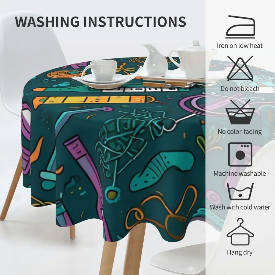 Taplak Meja Bulat 60 inci, Dapat Dicuci, Cocok untuk Meja 20 inci hingga 47 inci, untuk Ruang Makan, Sekolah, Dalam & Luar Ruangan