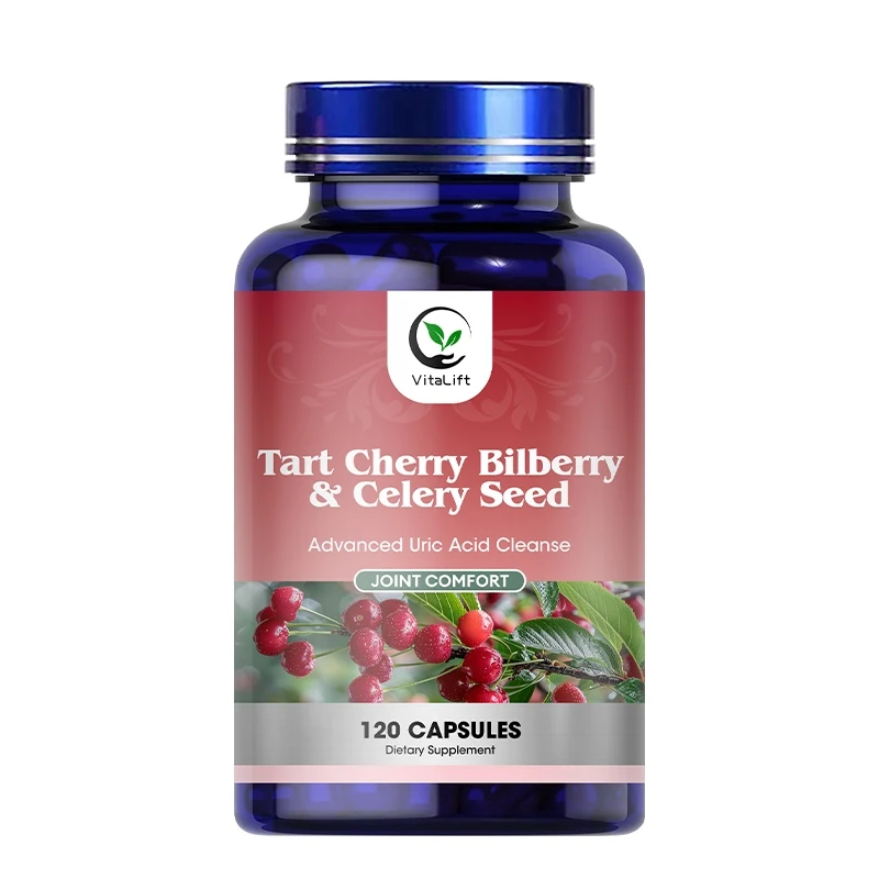 

Organic Tart Cherry Extract Capsules with Celery Seed 1000mg Premium Uric Acid Cleanse for Joint Support & Muscle Recovery