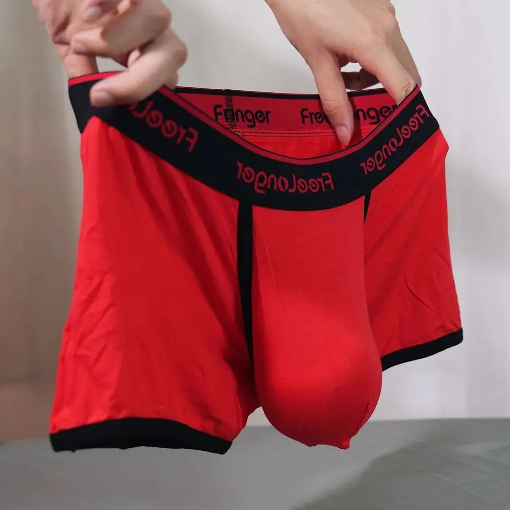 Man Uitstulpbuidel Ondergoed Sexy Elastische Penis Grote Pik Boxers Lage U-Convexe Lul Boxers Verbeteren Lingerie Modale Onderbroek Slips