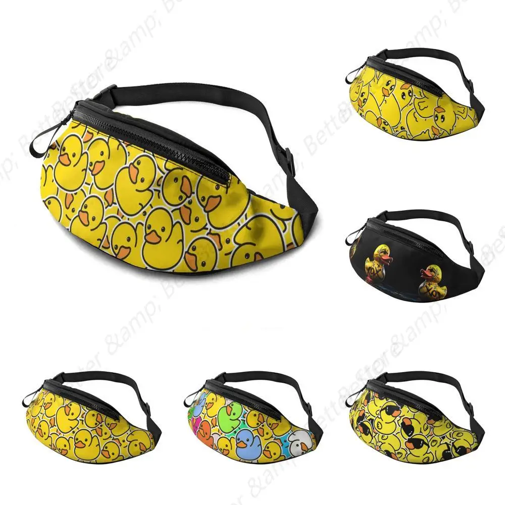 Fanny Pack Duck Yellow Waist Bag with Headphone Hole Belt Bag Adjustable Sling Pocket Fashion Hip Bum Bag for Women Men Kid