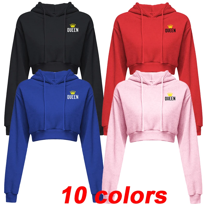 New Fashion Women\'s Hoodie Sweatshirt Short Top Sports Pullover Hoodie Women\'s Autumn and Winter Clothing Short Top Hoodie