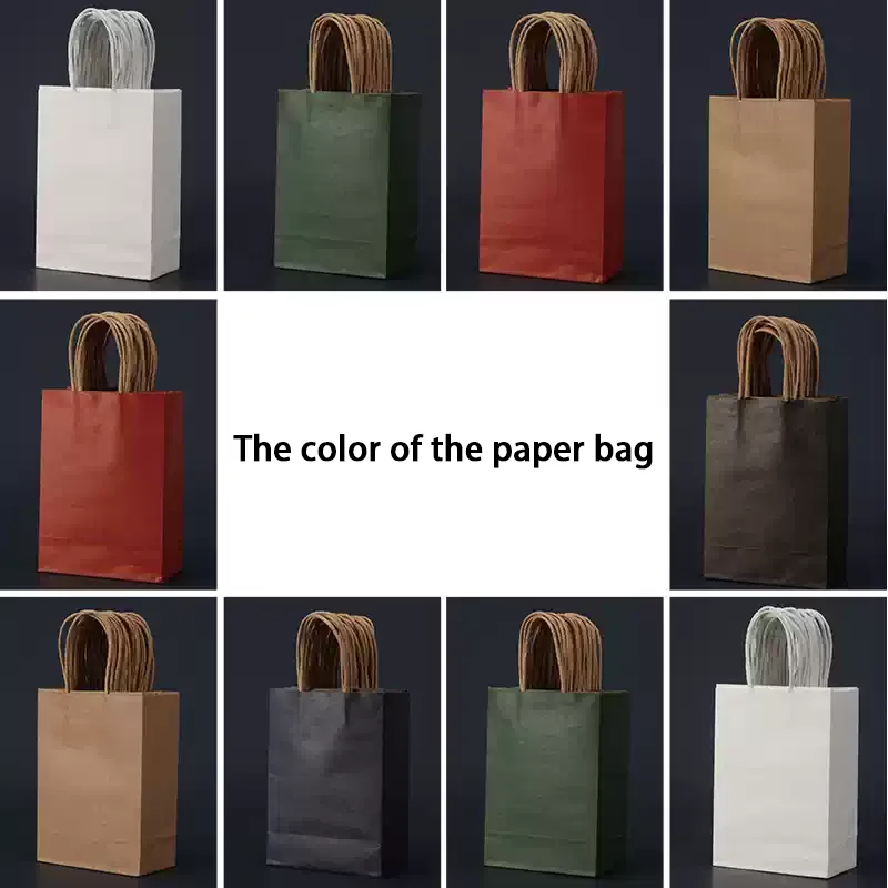 50pcs Kraft Paper Bags Handbags Milk Tea Takeaway Cosmetics Clothing Store Gift Packaging Bags Custom Printed Logo view 4