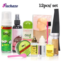 Wig Installation Kit Set With Everything 12Pcs Hair Mousse Lace Tint Spray Lace Wig Glue Hair Wax Stick Edge Control Wig Band