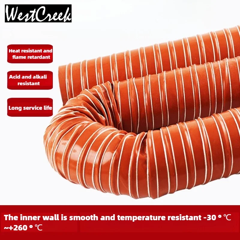 WESTCREEK ID 170-305mm temperature resistant 300 degree red silicone hose vulcanized hot air hose steel wire ventilation pipe