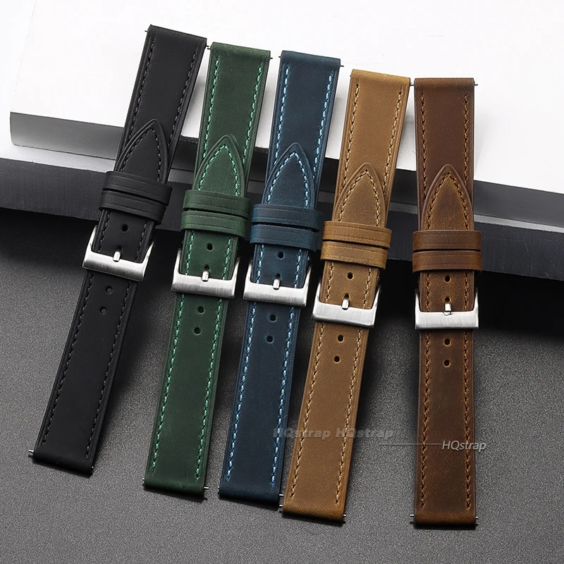 Vintage Cowhide Watch Strap Quick Release Watchband 18mm 19mm 20mm 21mm 22mm Smart Watch Strap Bracelet Men Women Accessories