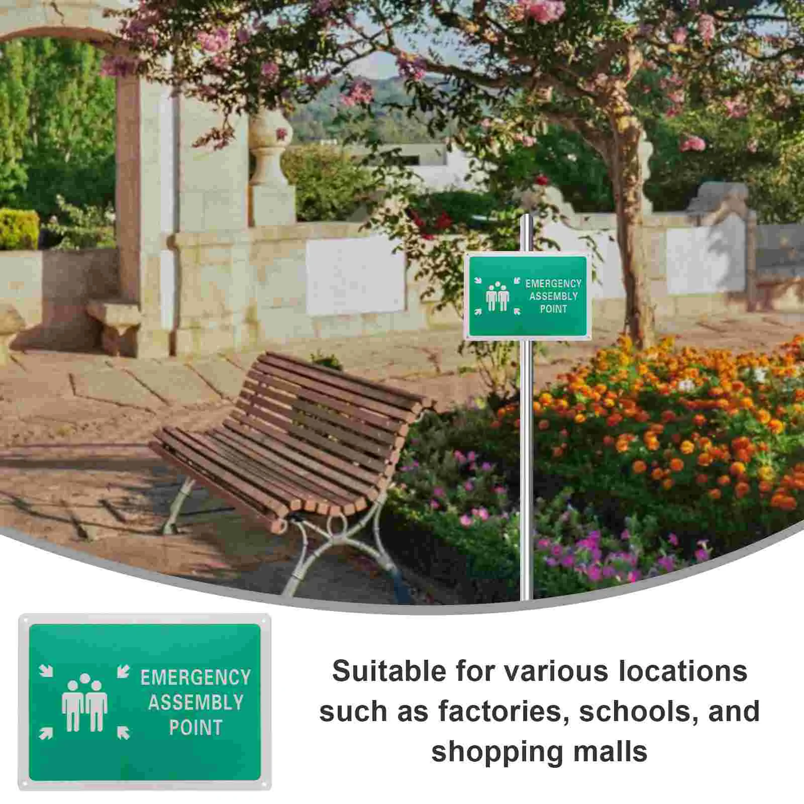 Emergency Assembly Point Sign Natural Hazard Evasion Point Sign Aluminum Safety Sign