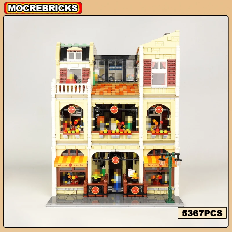 

MOC Famous Scene Architecture City Street Pizzeria Building Block Technology Assembly Model Brick puzzle Toys Children's Christ