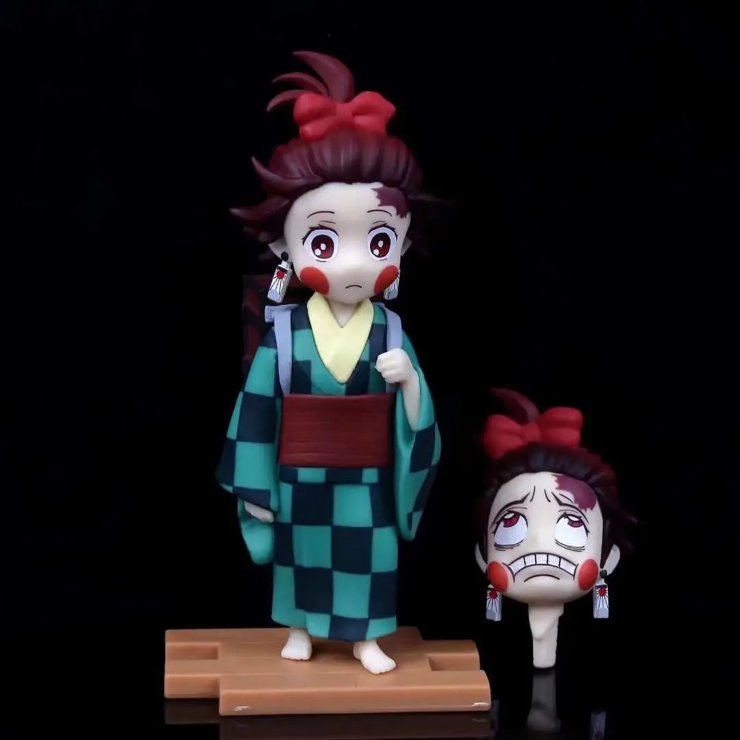 Figuras Demon Slayer Kimetsu no Yaiba Tanjiro Zenitsu Inosuke figura de acción adorno de coche personaje de Anime modelo juguete para regalo