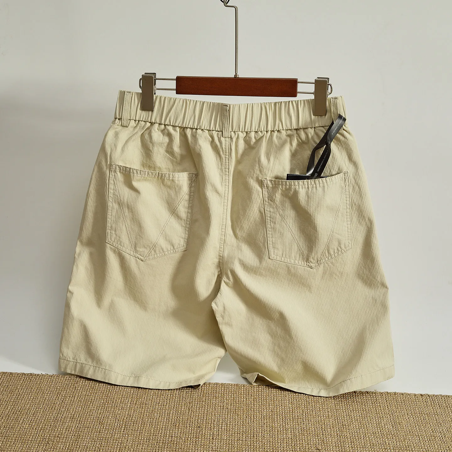 Summer New American Retro Breathable Vertical Texture Shorts Men's Fashion 100% Cotton Loose Multi-pocket Casual 5-point Pants