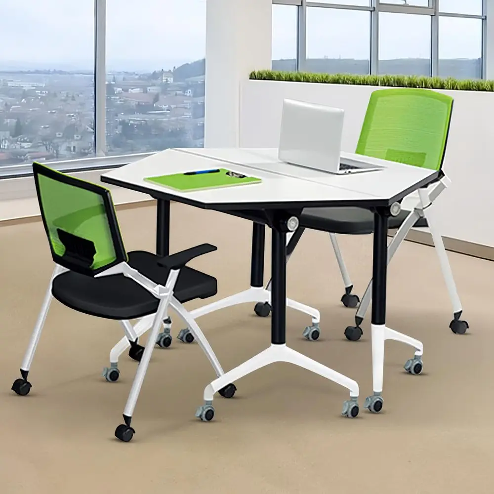 

Conference Table,Modular Conference Room Tables with Wheels ,Stackable Flip Top Mobile Training Table,Seminar Meeting Tables wi