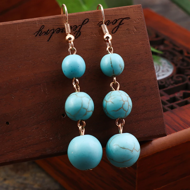 Bohemian Turquoise Drop Earrings for Women Girls Party Holiday Jewelry Gifts
