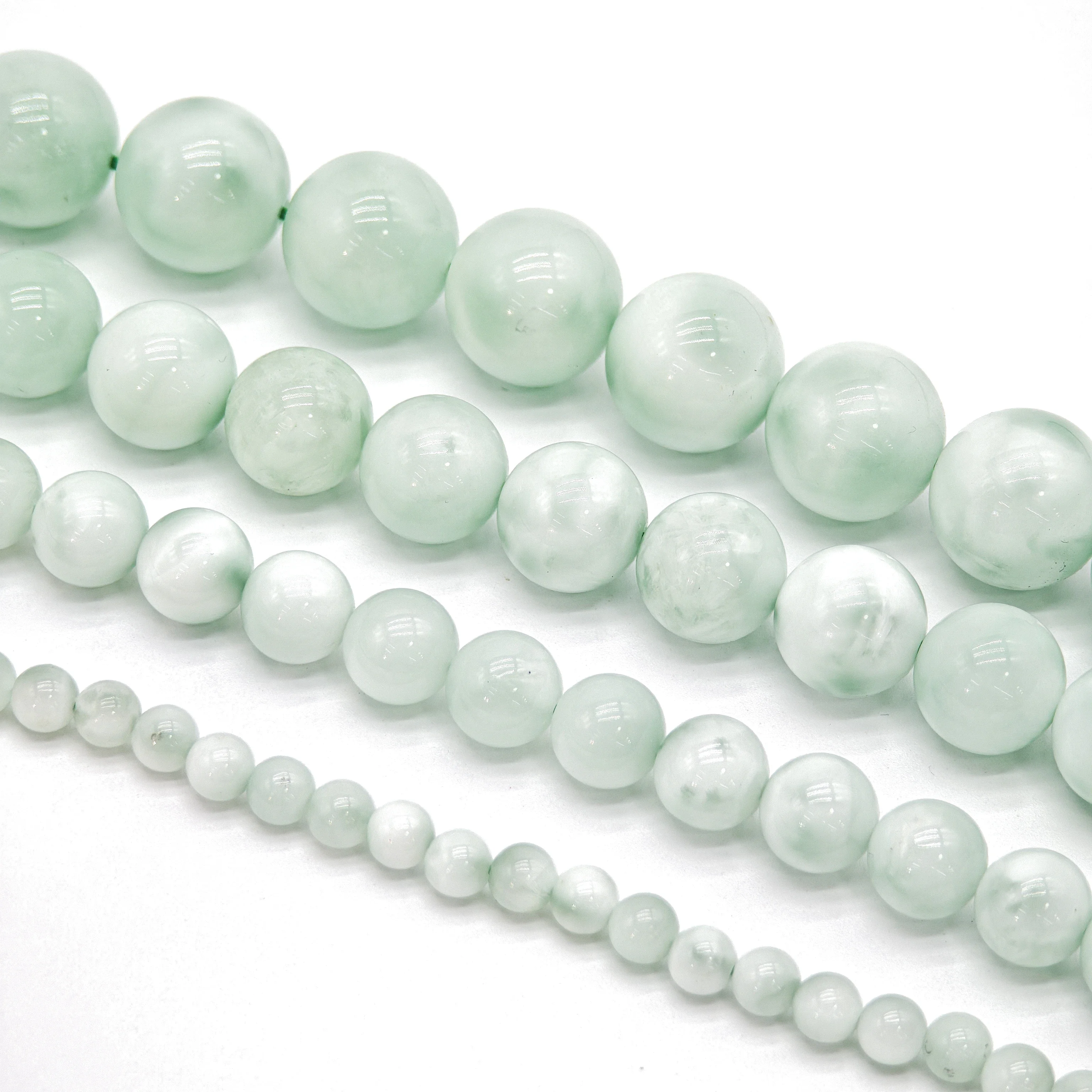 sized at 6/8/10/12/14mm,Top - notch Natural Stone (Green Angelite) Round Loose Beads,  ideal for jewelry accessory DIY projects.