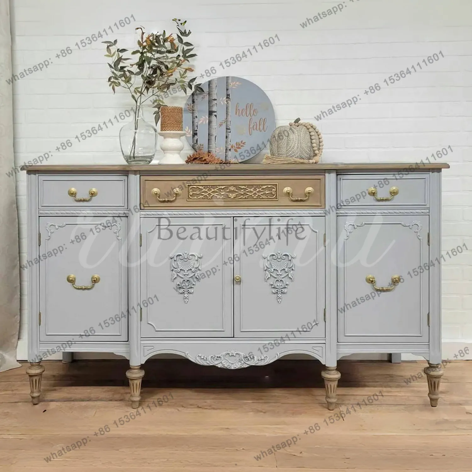 

Новый французский буфет из массива дерева 2026 года, резной шкаф для гостиной