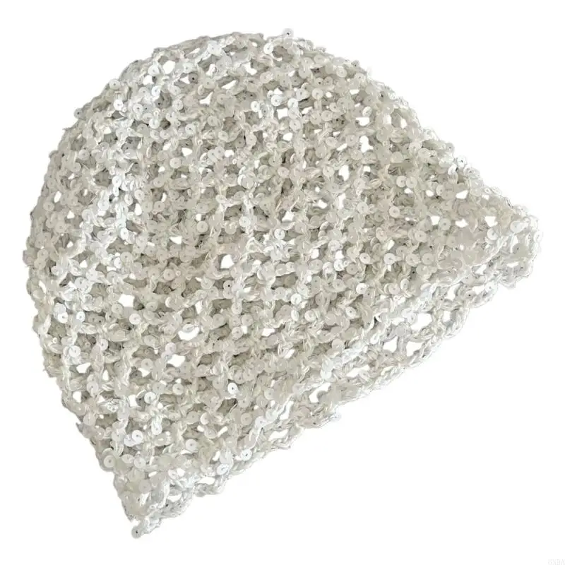 Reflective Sequined Hat Stackable Design Hollowout Pullover Hat For Night Event 6XDA