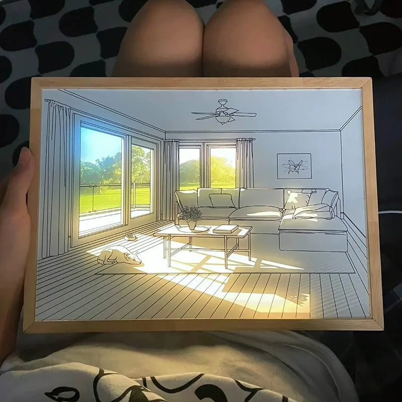 

INS Deco светодиодный светильник для рисования, USB-разъем, затемняющий настенный подарок, домашний солнечный свет, окно, деревянная фотография, ночная светящаяся настольная лампа