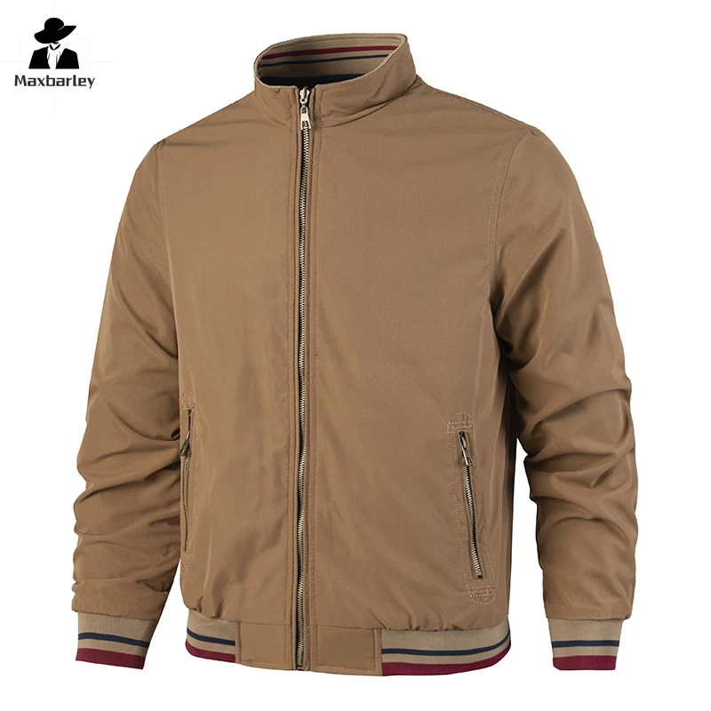 2025 New Brand Jacket Men's Autumn High Quality Double sided Wear Solid Color Windproof Flight Jacket Casual Loose Stand up Coat