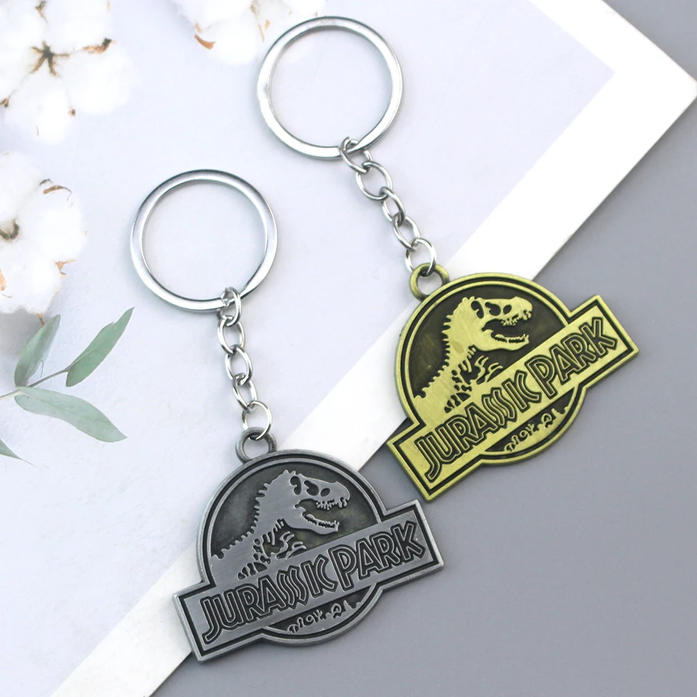 Jurassic Park Dinosaur Key Chain Jurassic World Pendant Metal Keyrings Holde For Women Men Chaveiro