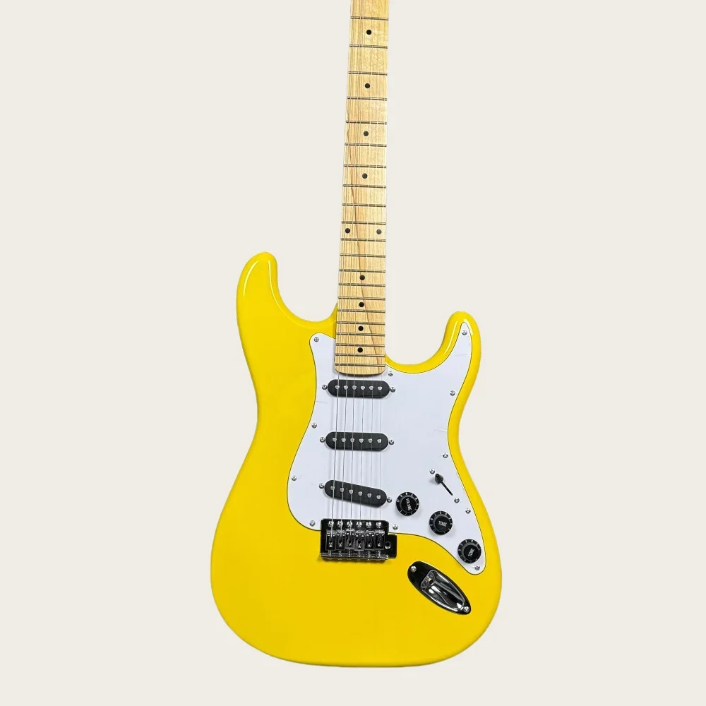 

Free Transportation Good Workmanship and Timbre Yellow ST Electric Guitar Mahogany Body Maple Fingerboard 22 Tone Position
