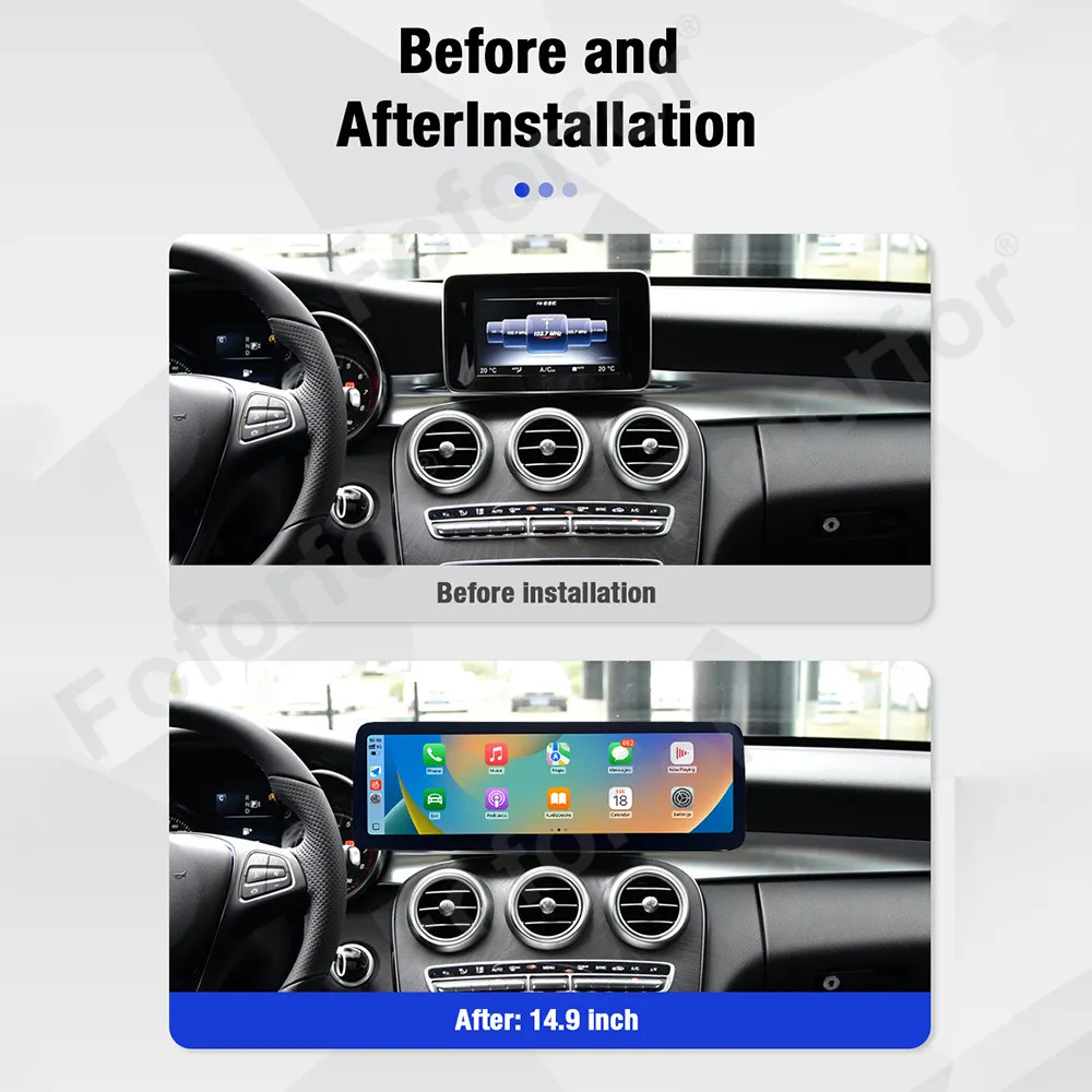 14.9“ For Mercedes-Benz C-Class/V-Class /X-Class /GLC 2015-2018 Linux Carplay Multimedia Screen Auto CarPlay GPS Navi Unit Head