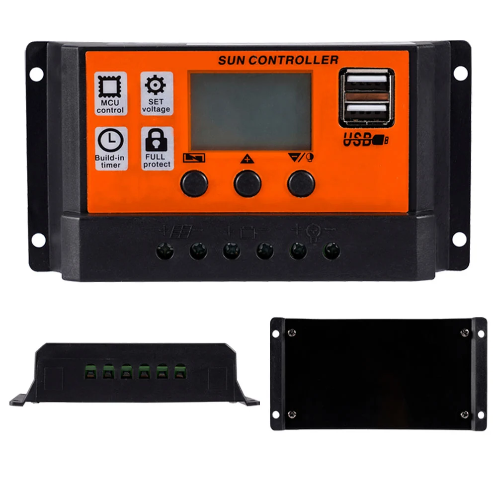 5V Panel słoneczny regulator ładowania akumulatora automatyczny regulator ładowania słonecznego 30A/60A/100A wyświetlacz LCD MPPT podwójne wyjście USB