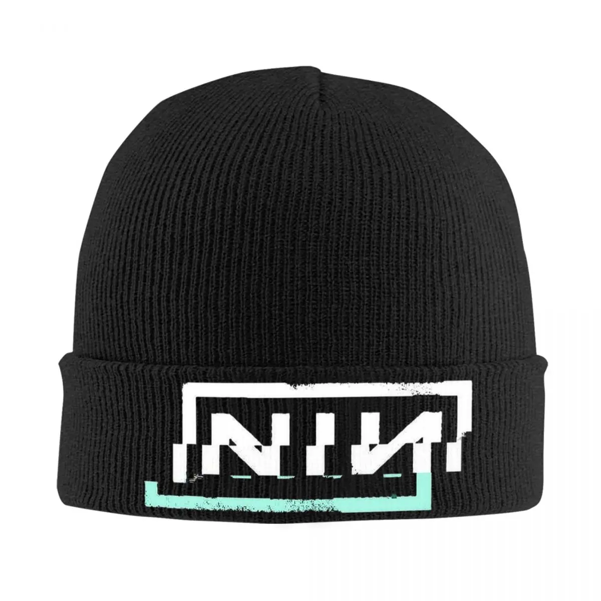 

NIN Retro Logo Slouchy Beanie Knit Skull Cap For Men Women Nine Inch Nails Rock Band Warm Winter Knitted Beanies Caps