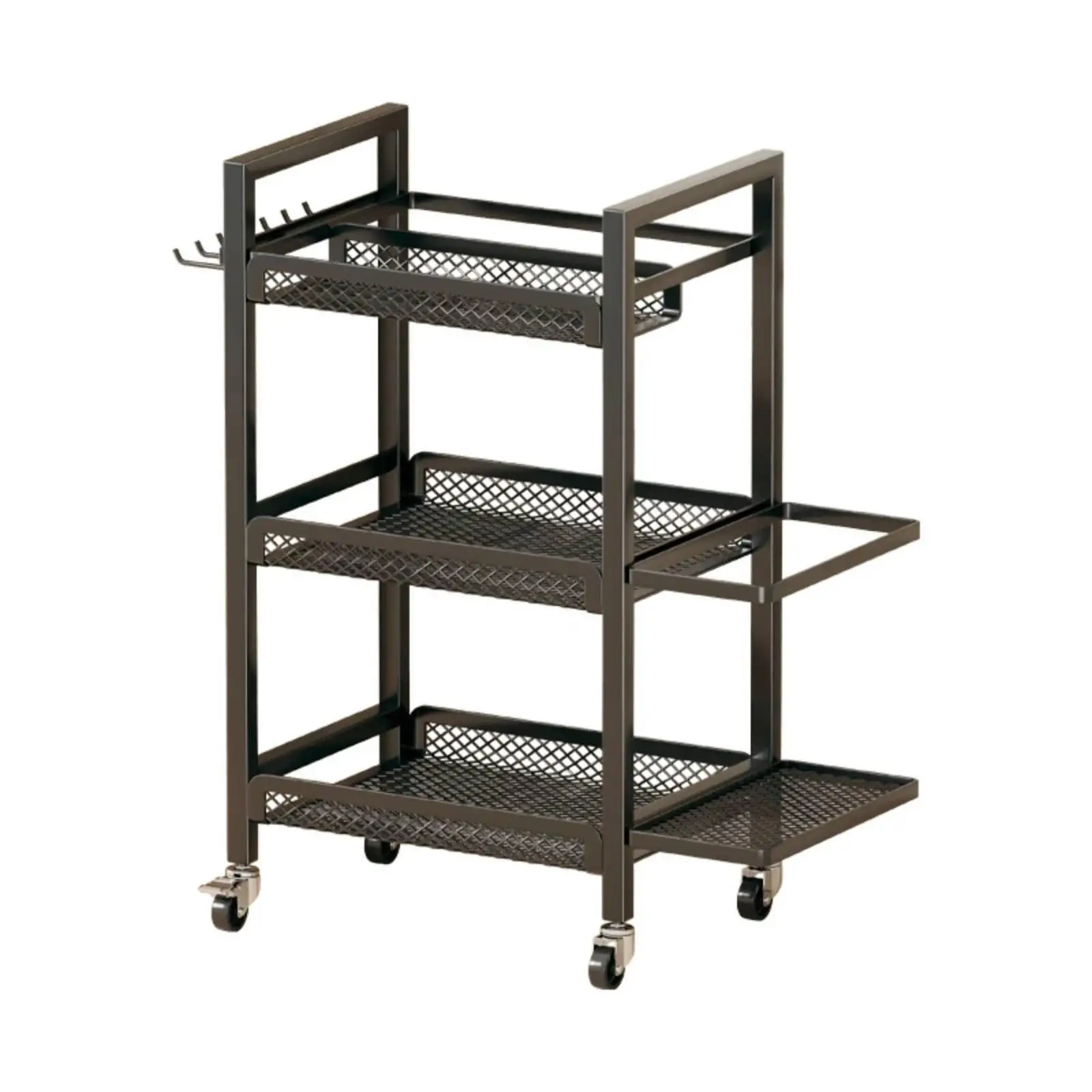 Heavy Duty Carbon Steel Sports Organizer with 3 Tier Shelves and Basket for Dumbbells Exercise Mats Basketballs Rackets and Gym