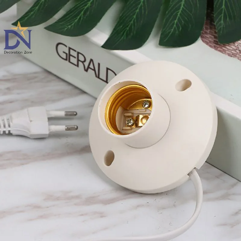 EU LED Stand Lamp Holder E27 Bulb Plug Dome Socket With Cable Base For Table Light Night Stands Lampholder Accessories