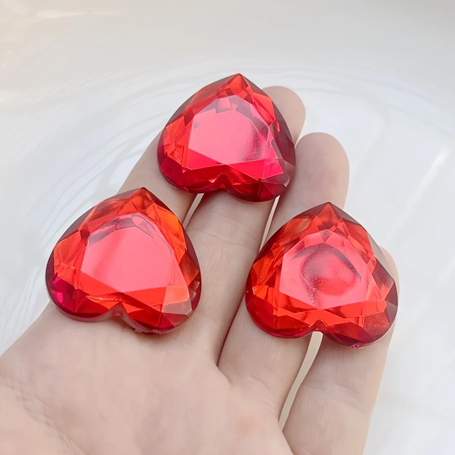 35mm large heart acrylic red rhinestone suitable for jewelry-made lover gift decoration Love rhinestone scrapbook