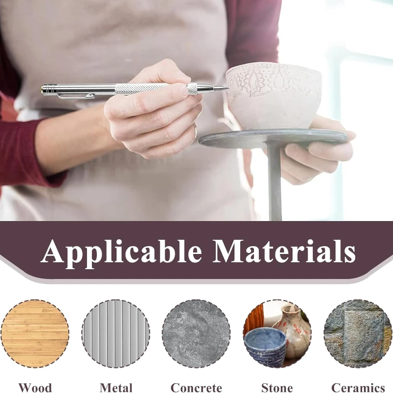Wolframkarbid-Spitzenstift mit Rutschfestem Aluminiumgriff Präzisions-Gravierstift für Metall Holz Glas Keramik Schreibwerkzeuge – Detail 4