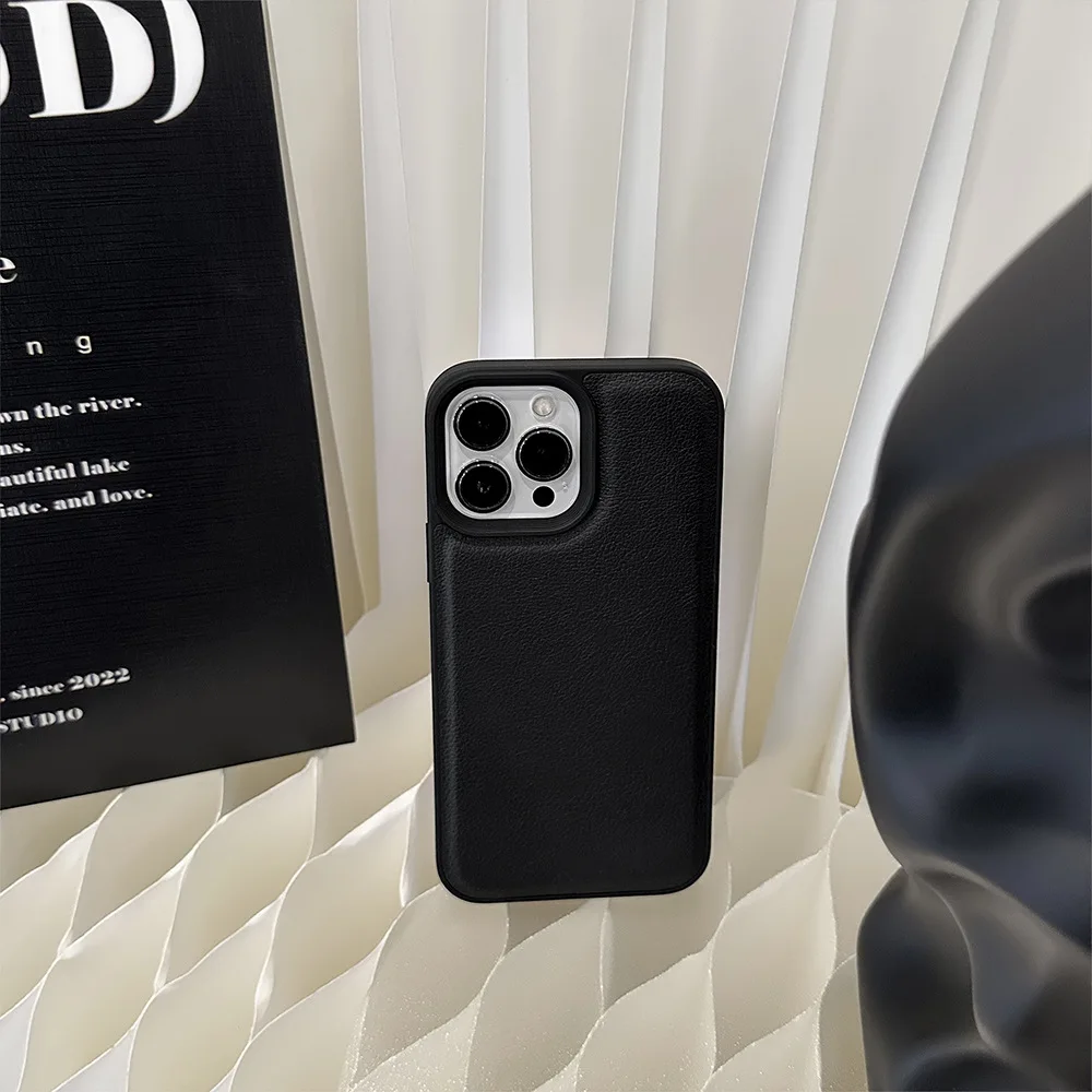 高度なブラック仕様、Apple 16、iPhone 17 Promax、パーソナライズされた11、レザーパターン13対応のスマホケース