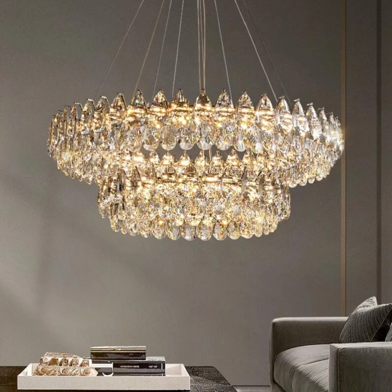 

Light luxury high-end LED crystal chandelier luxury crystal used for high-end hotel restaurants villas lobbies bedrooms