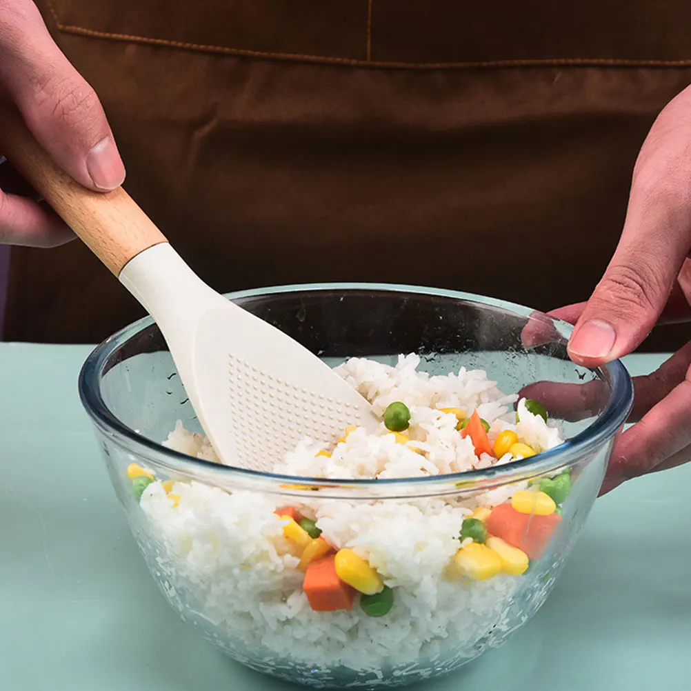 

Non-Stick Rice Spoon Paddle Silicone Utensil Heat Resistant Comfortable Handle Easy Clean for Rice Potatoes Salad