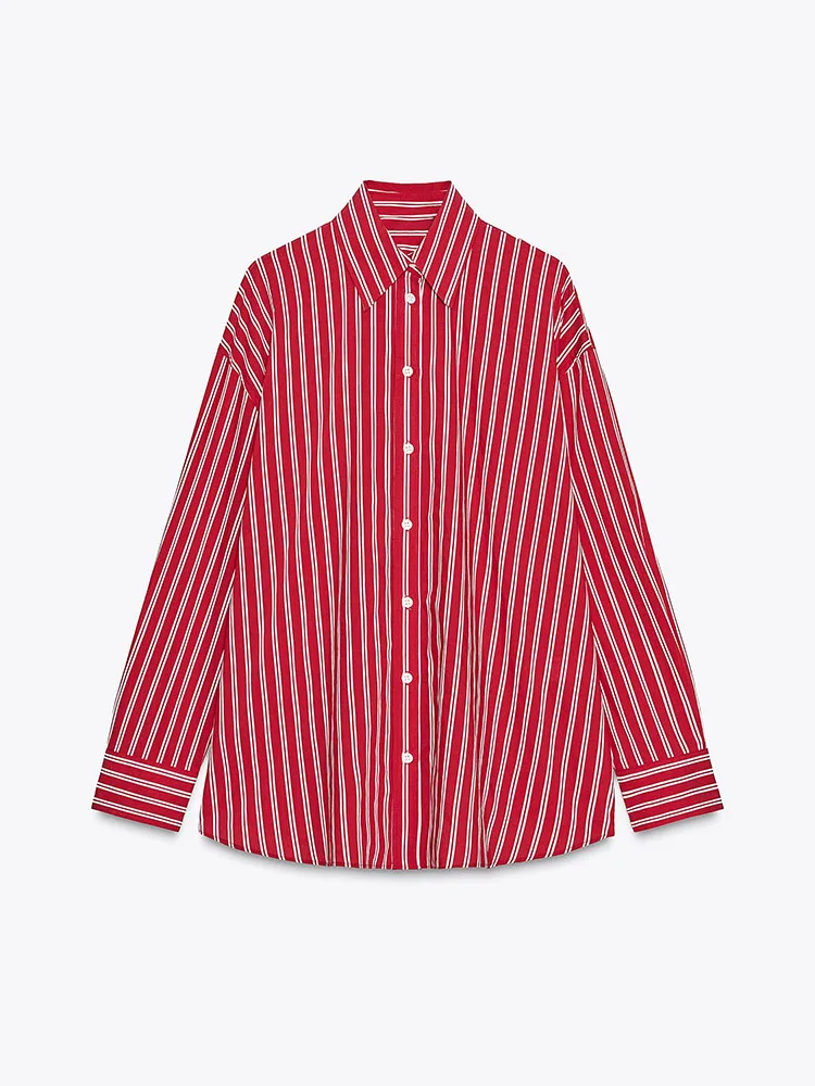 Autunno 2025 Nuovo Arrivo Sciolto Seta irt Lungo Sve A Righe Faionable Abbigliamento Donna Etnico Costume di Scena 882353 094