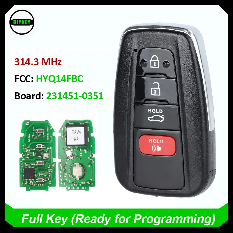 DIYKEY Keyless Smart Key for Toyota Avalon 2019 2020 2021 Remote Fob 231451-0351 G Board HYQ14FBC 89904-06240, 8990H-07080