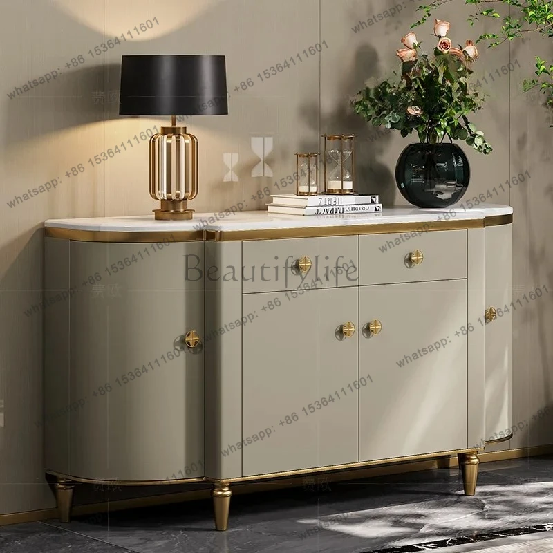 

Light luxury dining side cabinet storage natural marble luxury stone restaurant high-end entrance shoe cabinet