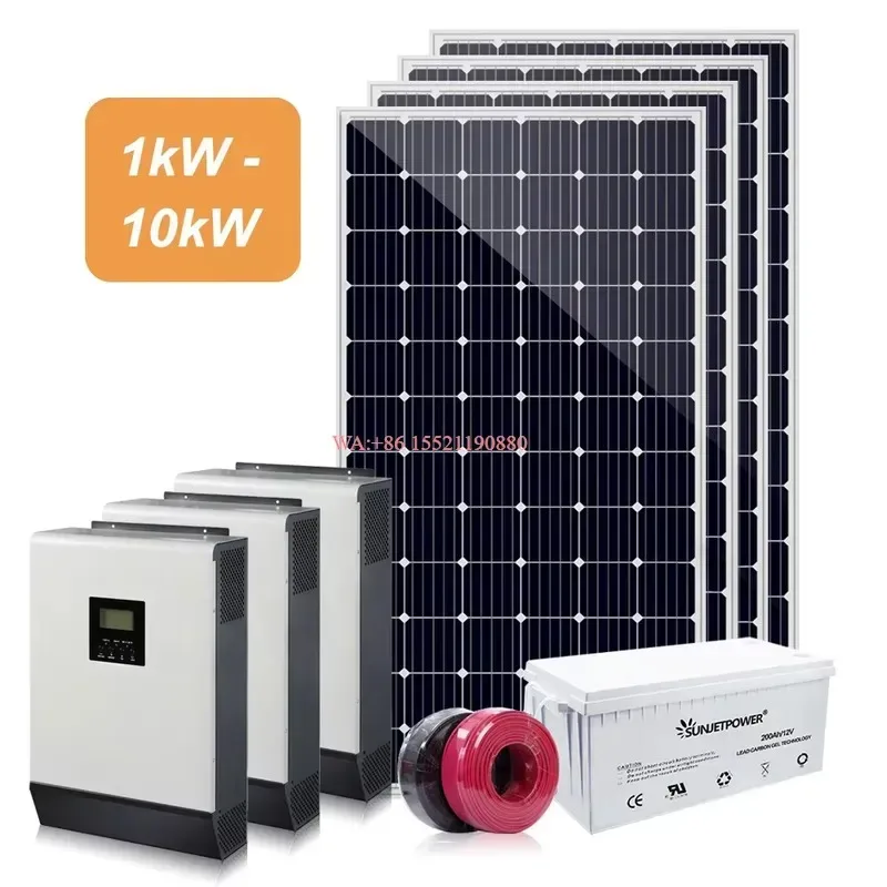 wmwmnu for Whole House 10000 Watts 10kw Solar Power Off Grid Solar PV System Kit with Lithium Battery Backup