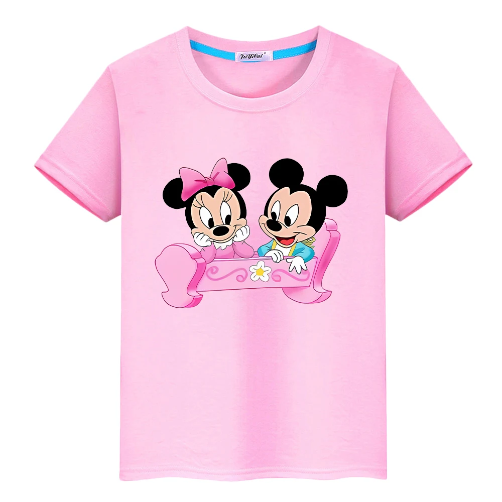 

Mickey Mouse Print t shirt for kids boy10years 100%Cotton anime Tops Halloween Kawaii Short Disney pride tshirt y2k girl clothes