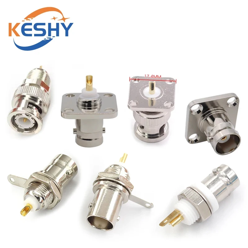 

BNC Female Socket Solder Connector Chassis Panel Mount Coaxial Cable For Welding Machine Parts 50 ohm Q9 BNC-50KY Insulation