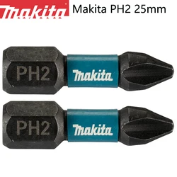 Насадки для шуруповерта Makita PH2 25 мм, оригинальные черные ударные насадки для дрели Phillips