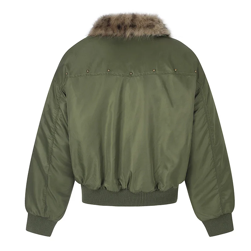 Vintage Warm Jackets Coats Fur Lepoard Style Collar Bomber Flight Outwear Tops For Male Parka