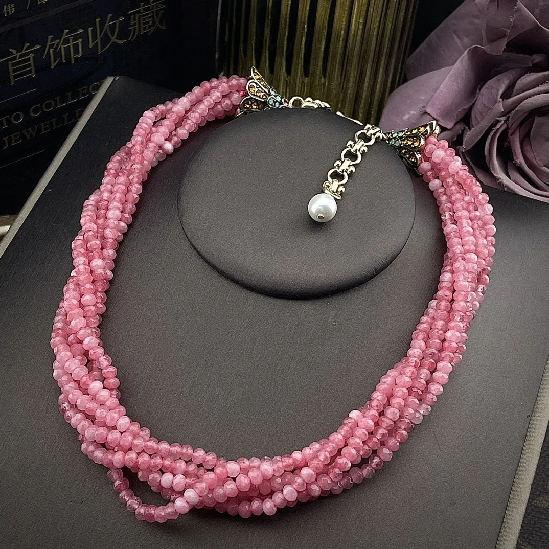 

6rows glass jade roundelle faceted woman' necklace chocker party jewelry