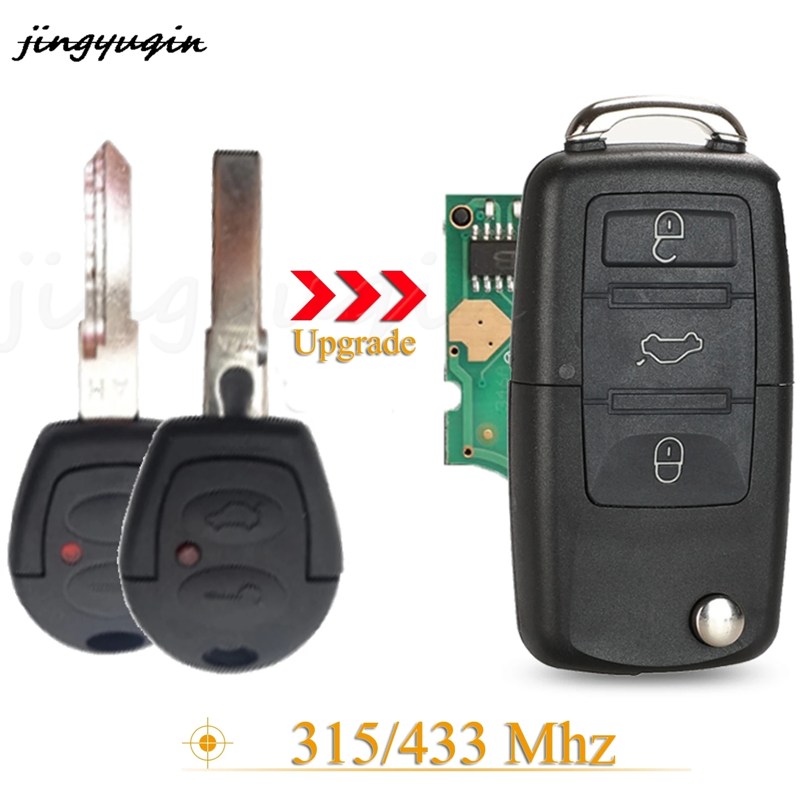 

jingyuqin 3 Buttons Smart Remote Car Key For VW Volkswagen Gol Golf Jetta Fox Brazil 315/433Mhz ID48 Chip