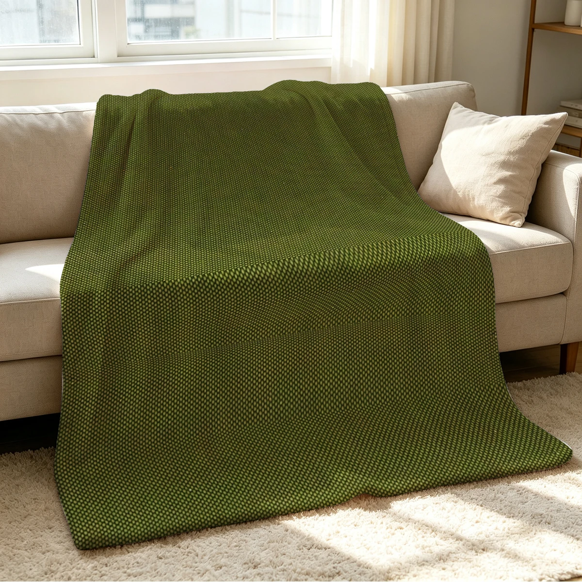 Olive Weave Blanket Soft Cozy Throw for Sofa Bed Festive Holiday Decor Gift for Kids and Adults,Lightweight and Warm
