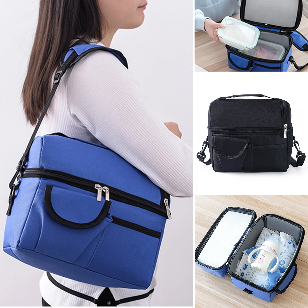 

Outdoor Reusable Lunch Bag Insulated Thermal Bag Multifunctional Cooler and Warm Keeping Lunch Box Leakproof Waterproof