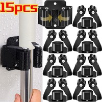 15/1pcs Wall Mounted Broom Holder Sturdy Metal Space Saver Modern Cleaning Tools Easy Install Garage Utility Room Holder Rack