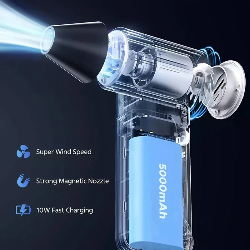 Mini Turbo Jet Fan Electric Dust Blower 160000RPM High Speed Brushless Motor 52m/S Adjustable Handheld Violent Fan-A20R