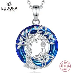 Eudora 925 Sterling Silver Witch Knot Necklace for Men Women Austrian Crystal Tree of Life Amulet Necklaces Witchcraft Jewelry