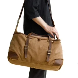 Ruil Mens Waterproof Oil Wax Canvas Bags Travel Bags Large Capacity Luggage Wild Retro Shoulder Bag